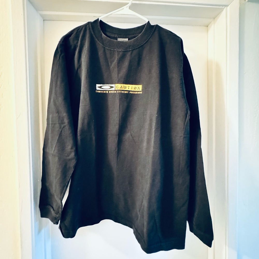 Oakley Black Crewneck Tee with Subtle Gray Logo Tag